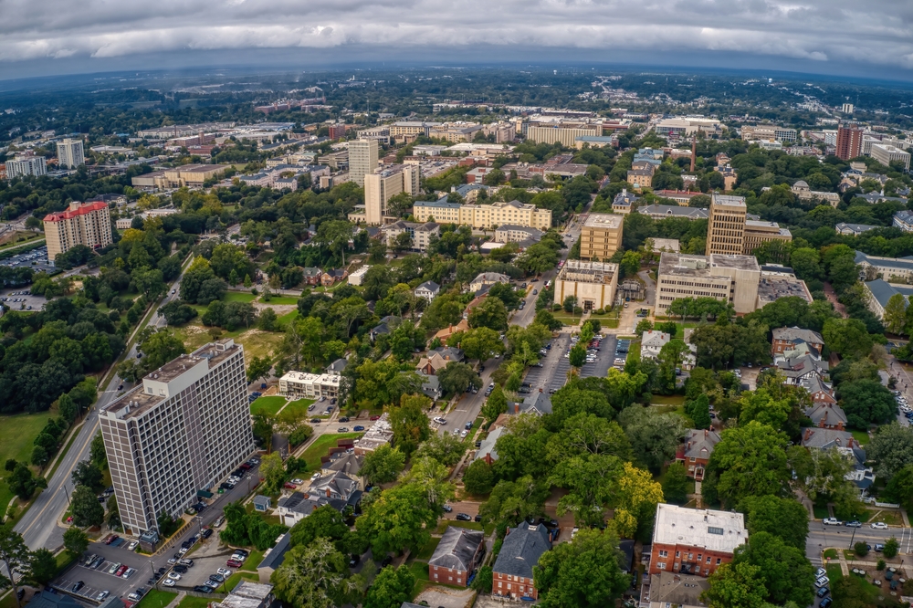 aerial view of residential real estate in columbia sc